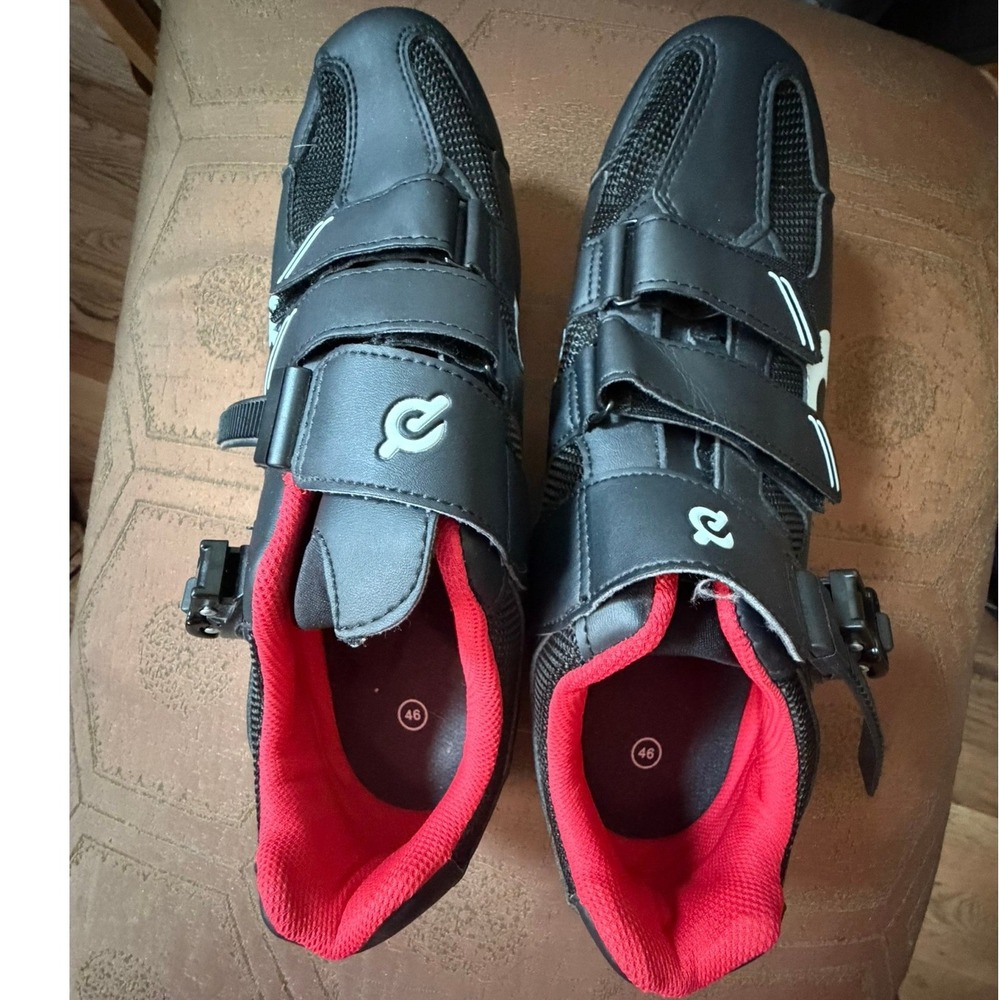 Peloton Cycling Shoes Black Red Indoor Bike Cleats Size 46 EU